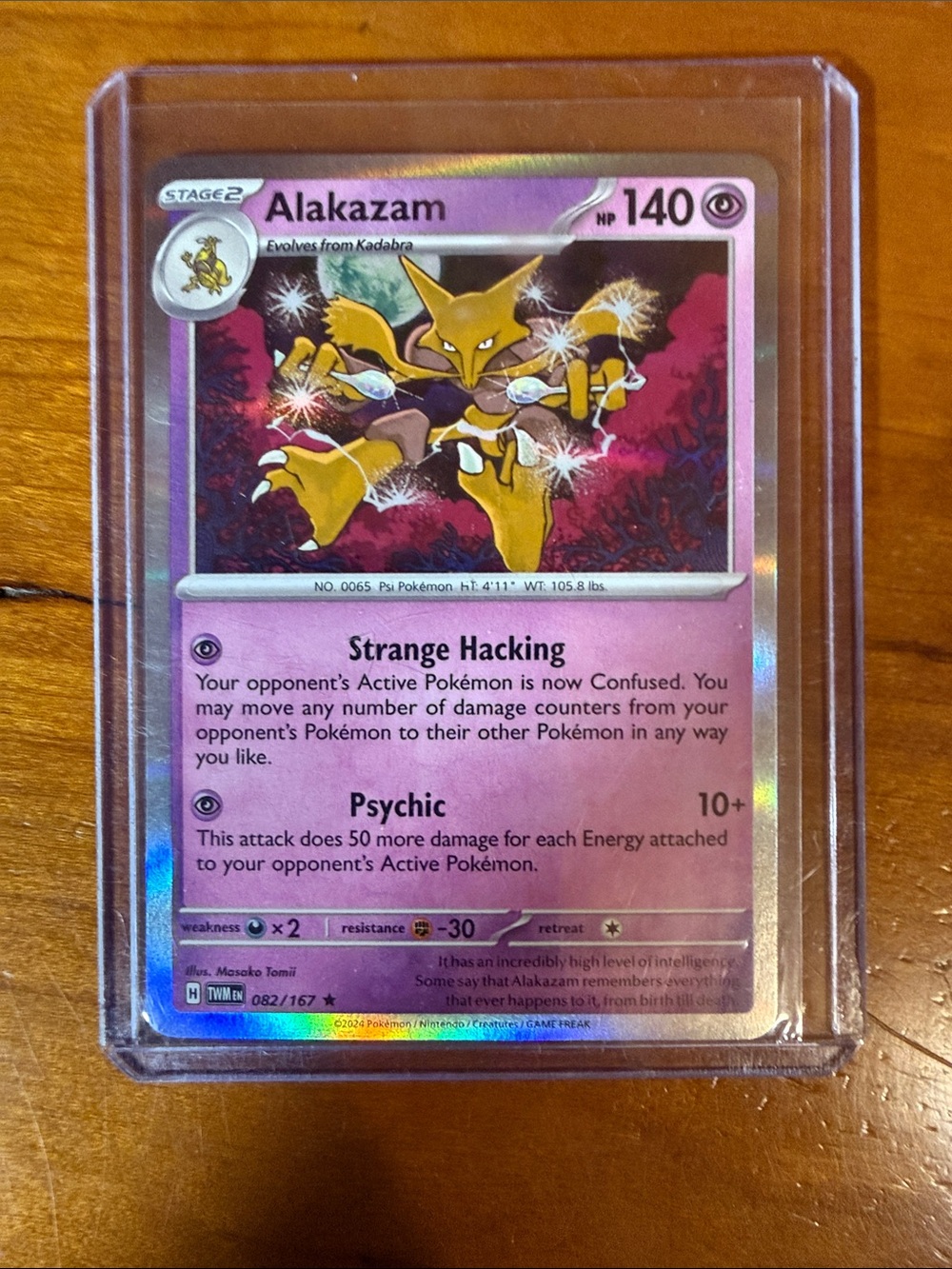 Pokemon Alakazam Card - Pink and Purple Holo